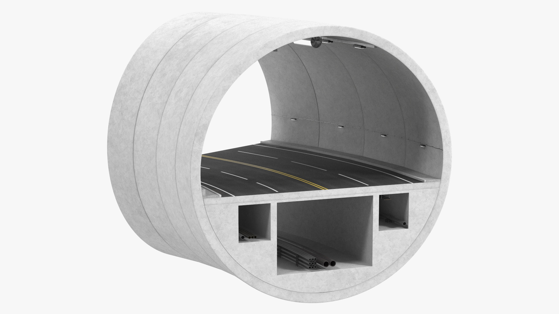 Road Tunnel Structure Section Turn 3D model