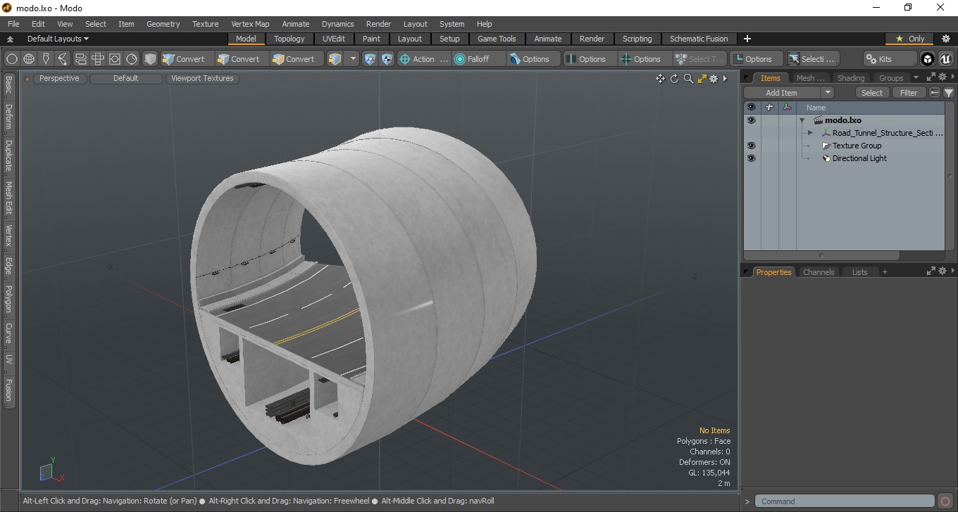 Road Tunnel Structure Section Turn 3D model