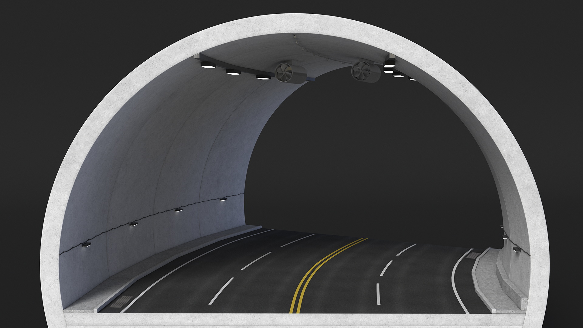 Road Tunnel Structure Section Turn 3D model