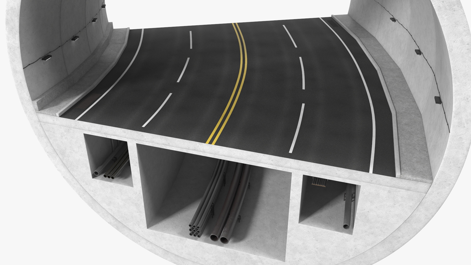 Road Tunnel Structure Section Turn 3D model