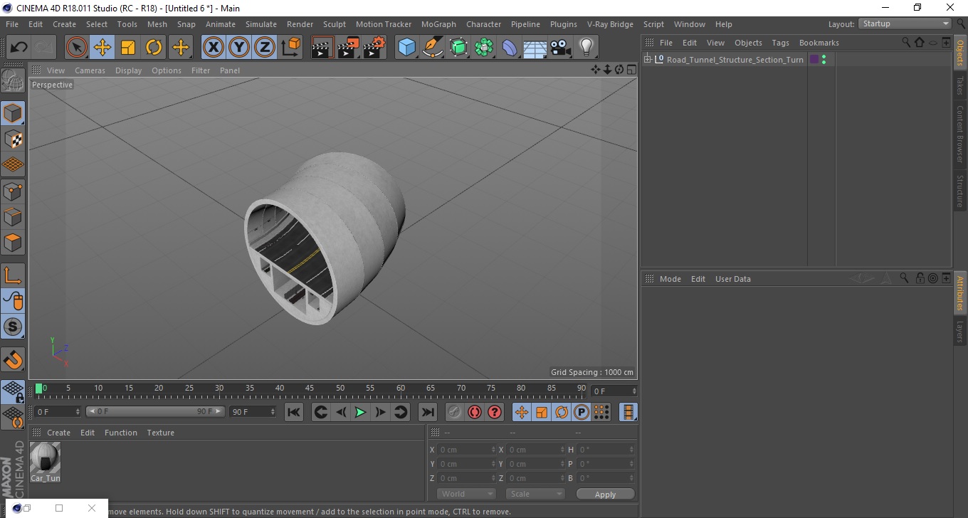Road Tunnel Structure Section Turn 3D model