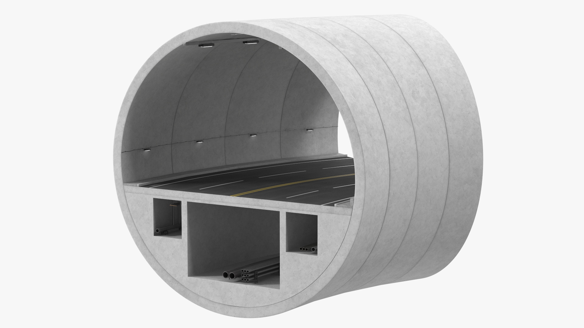Road Tunnel Structure Section Turn 3D model