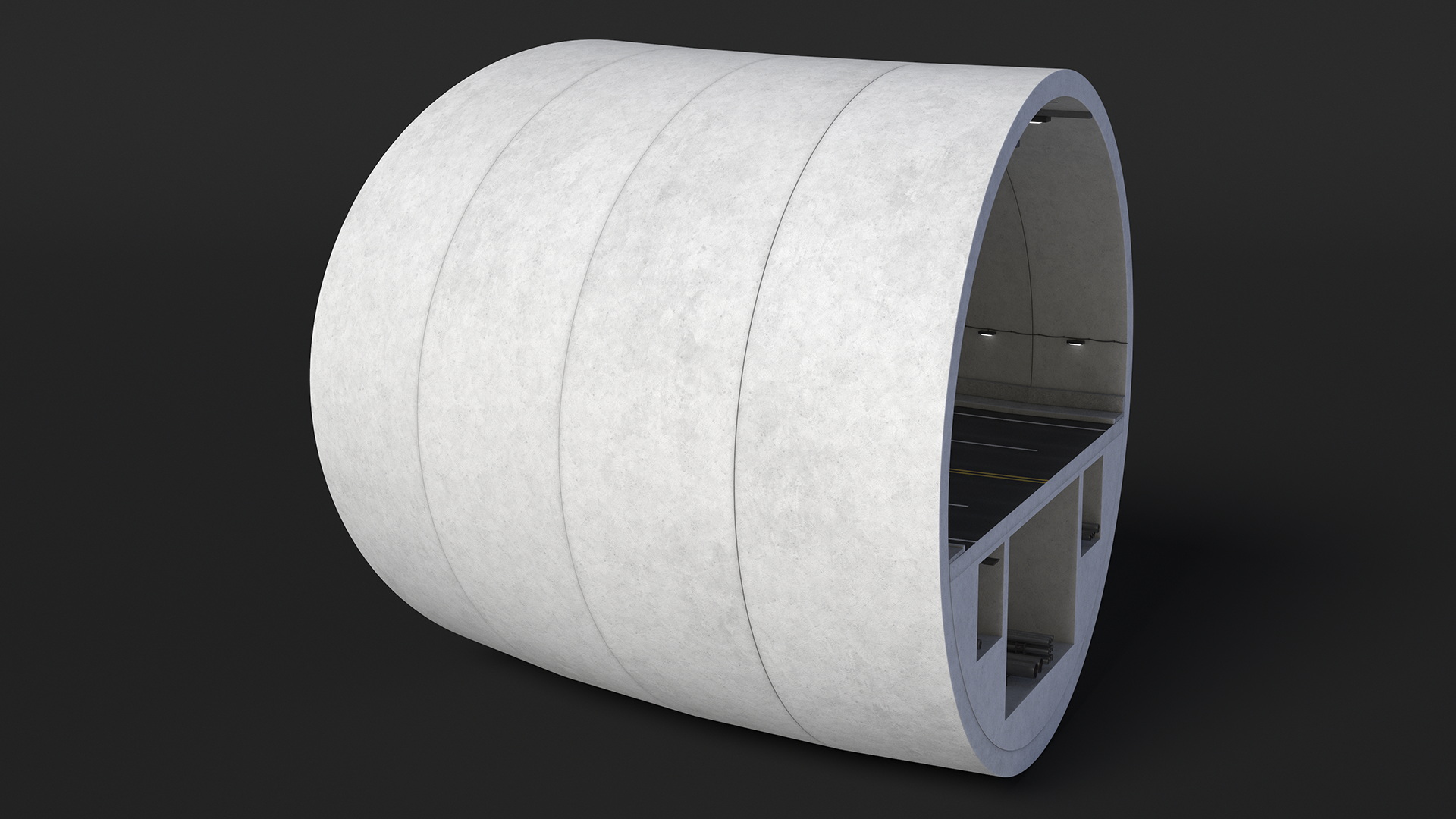 Road Tunnel Structure Section Turn 3D model