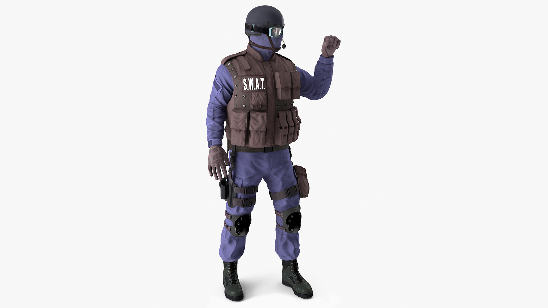 3D Swat Officer Rigged for Cinema 4D model