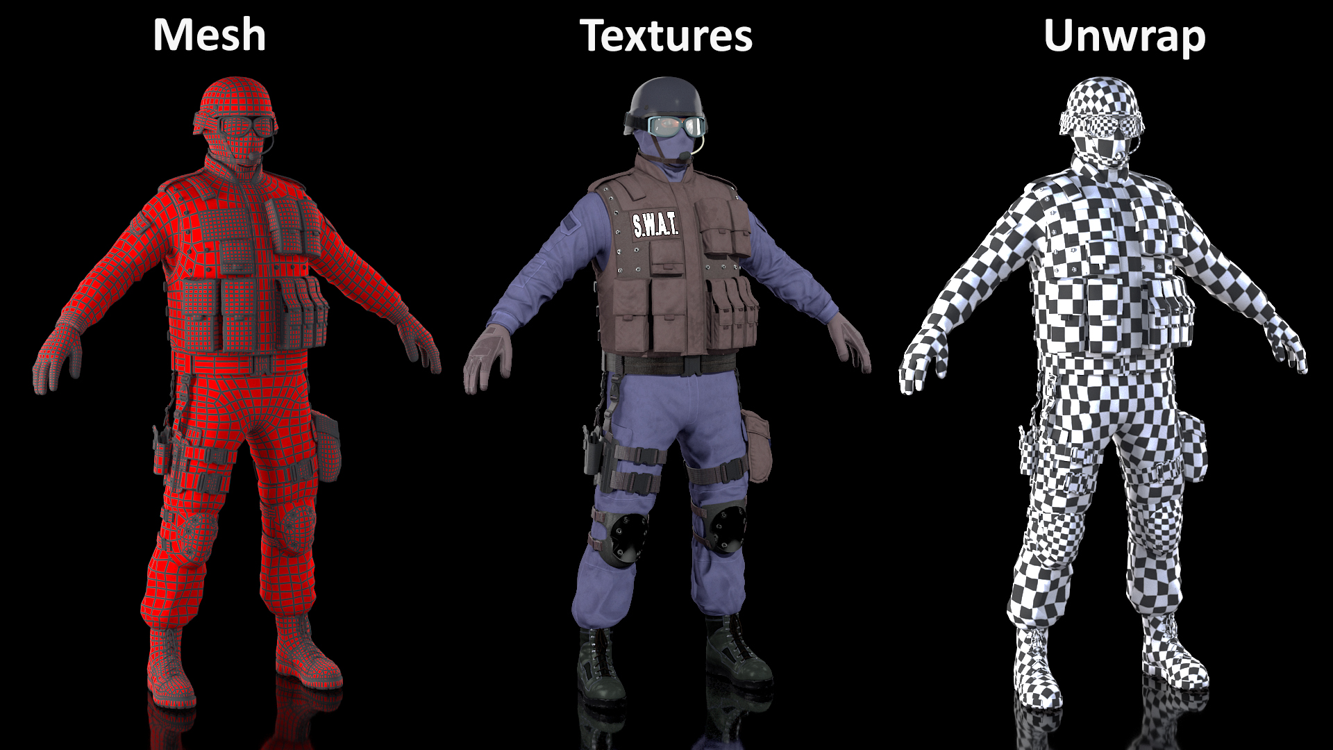 3D Swat Officer Rigged for Cinema 4D model