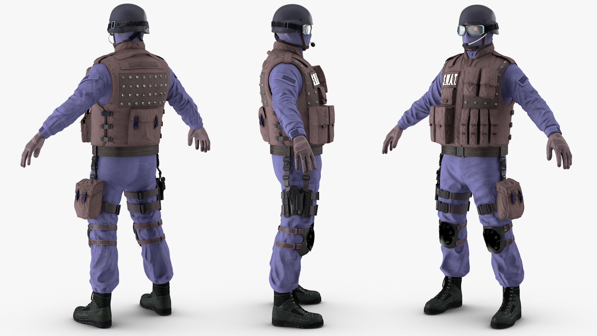3D Swat Officer Rigged for Cinema 4D model