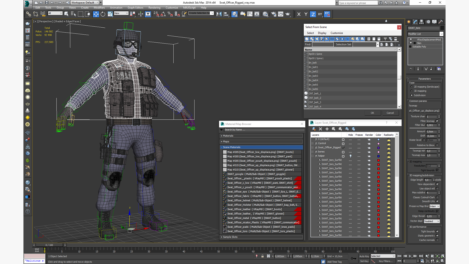 3D Swat Officer Rigged for Cinema 4D model