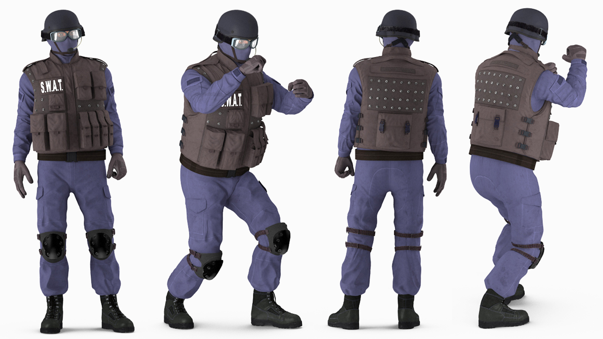 3D Swat Officer Rigged for Cinema 4D model