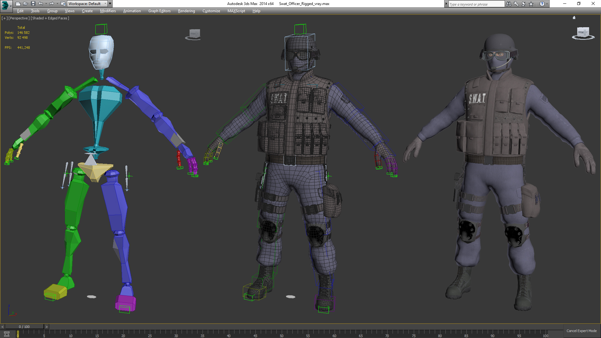 3D Swat Officer Rigged for Cinema 4D model
