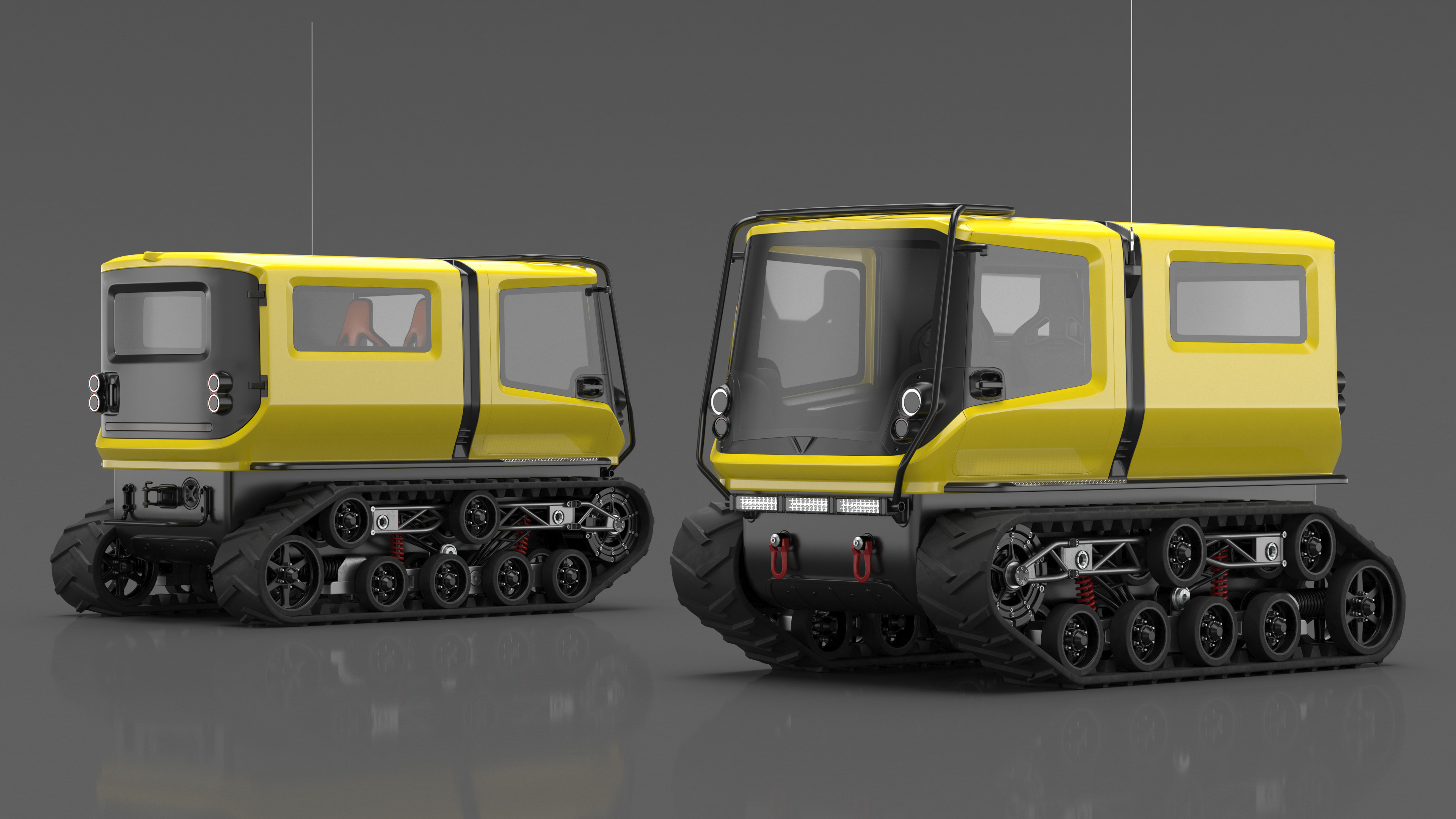 3D Yellow Polar Exploration Vehicle Simple Interior model