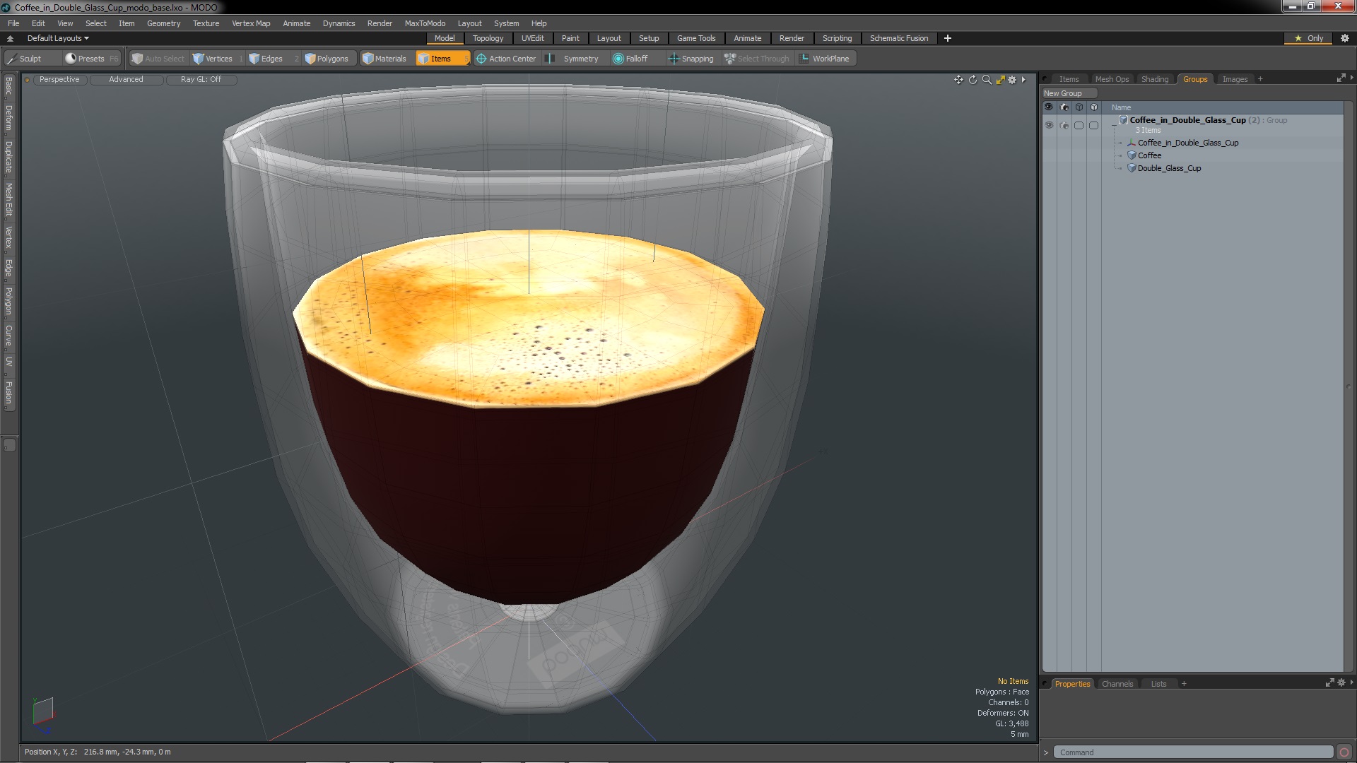 3D Coffee in Double Glass Cup