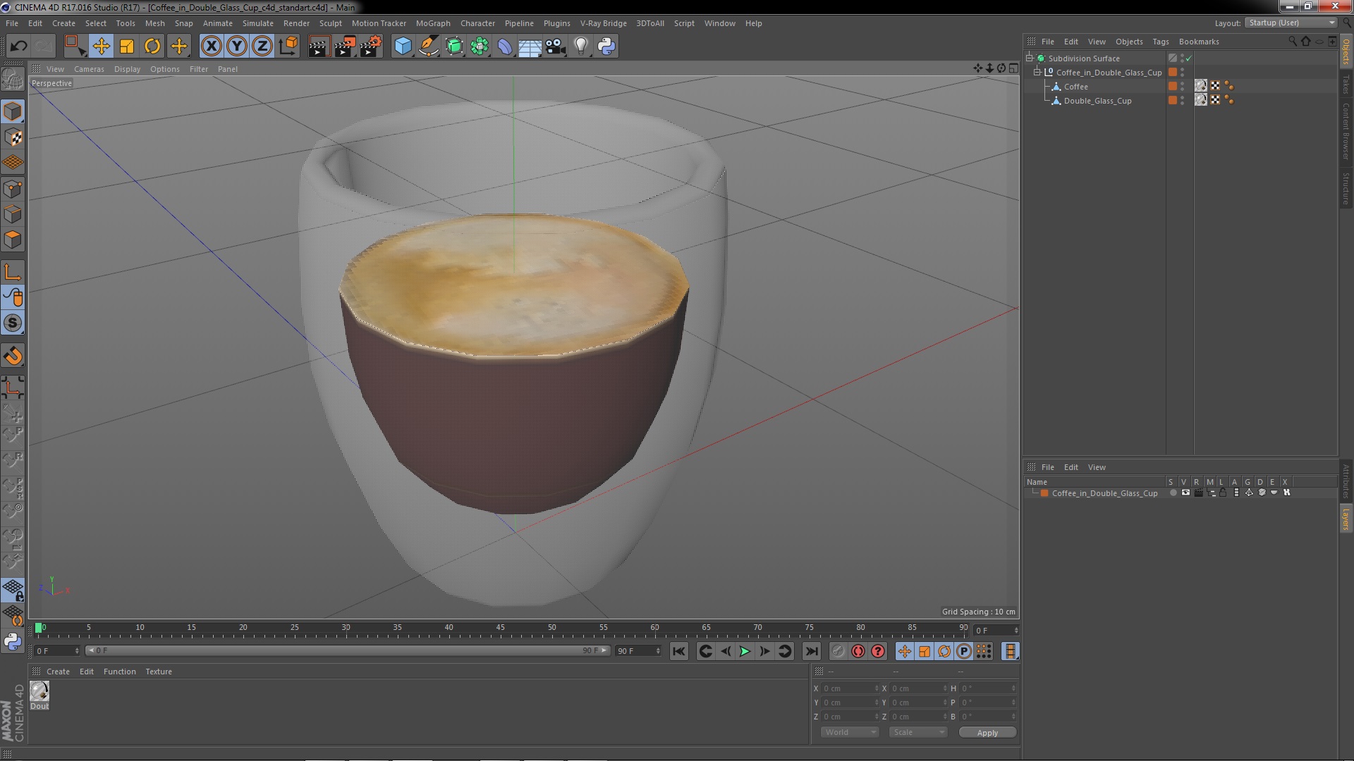 3D Coffee in Double Glass Cup