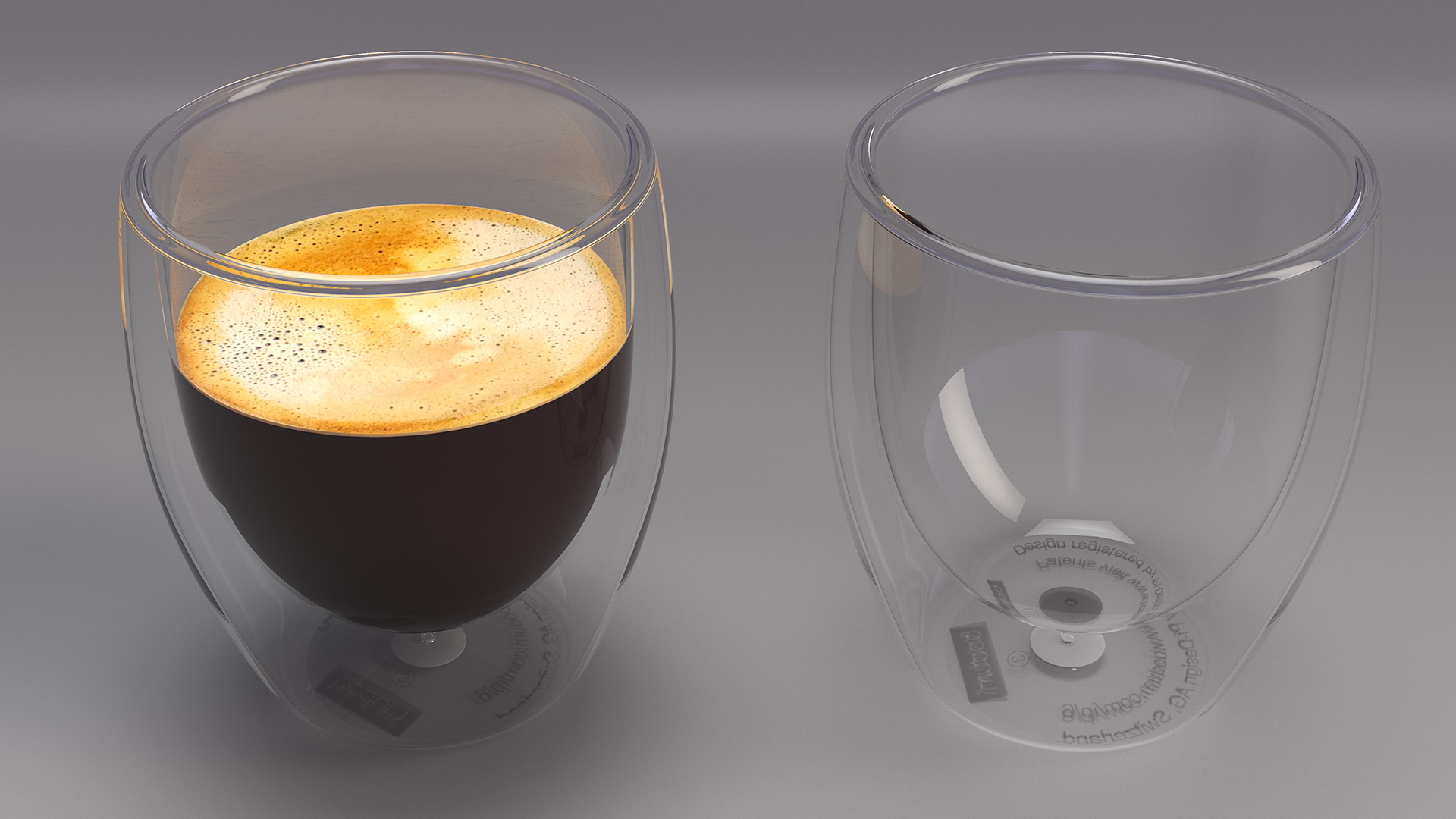 3D Coffee in Double Glass Cup