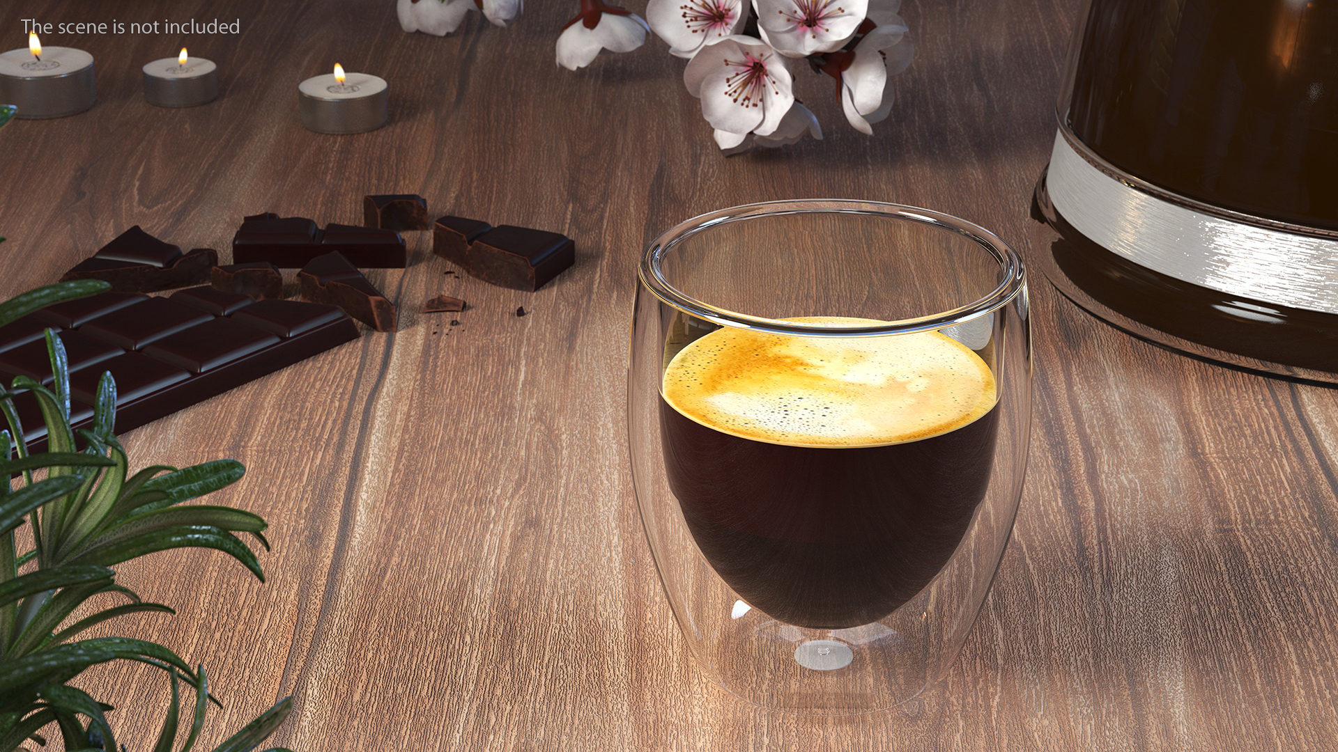 3D Coffee in Double Glass Cup