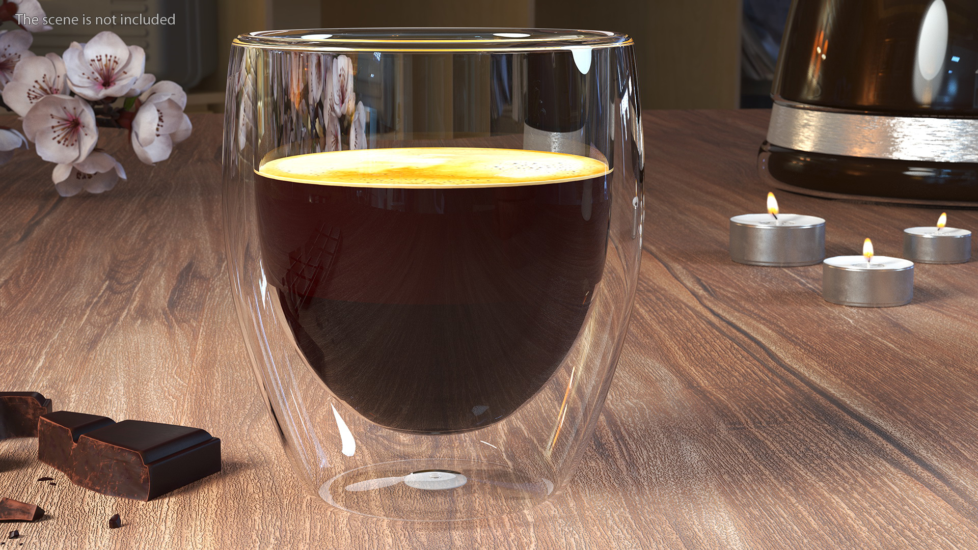 3D Coffee in Double Glass Cup