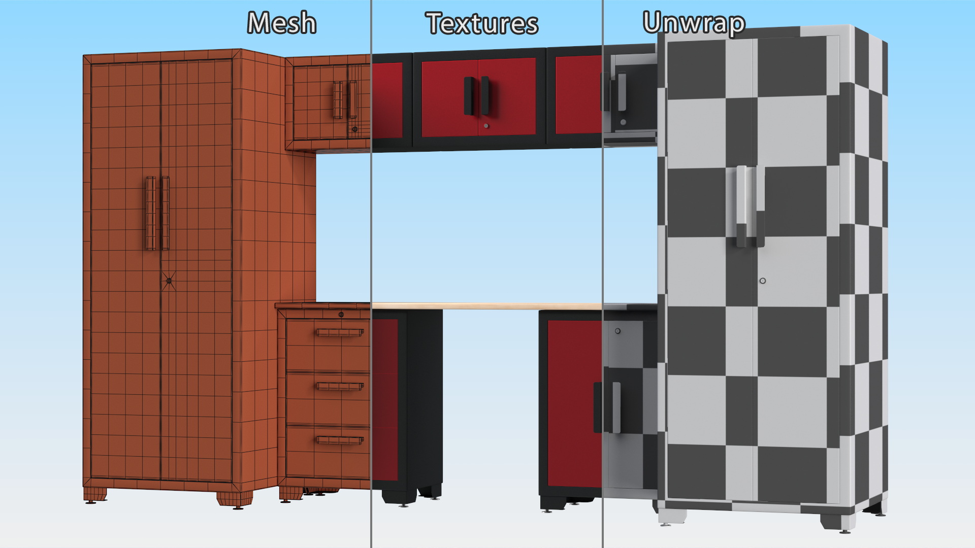 3D Garage Cabinet Red model