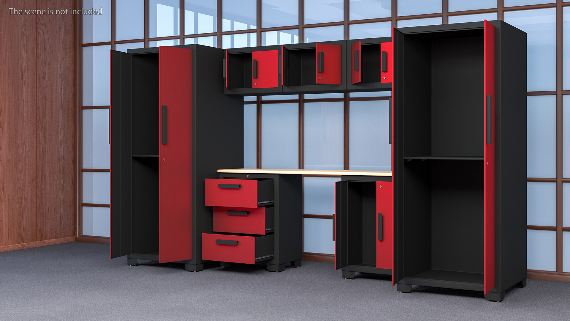 3D Garage Cabinet Red model