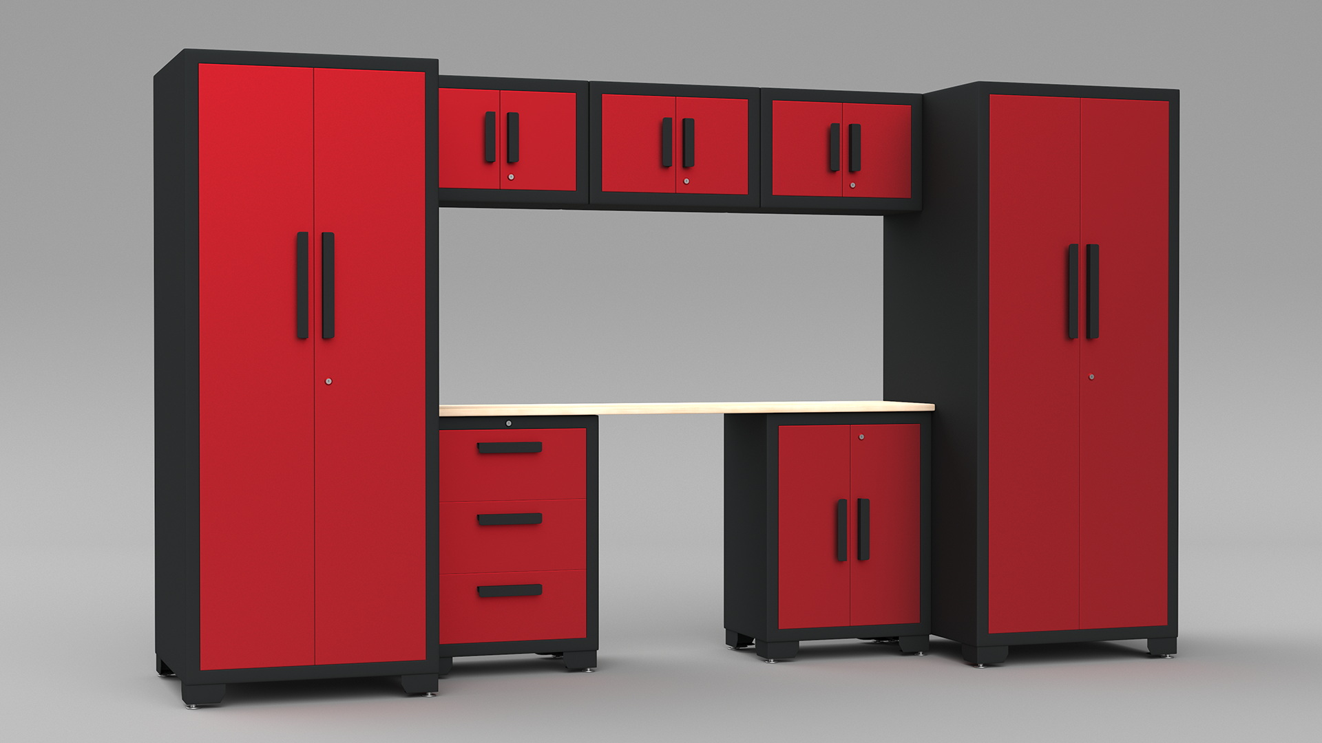 3D Garage Cabinet Red model