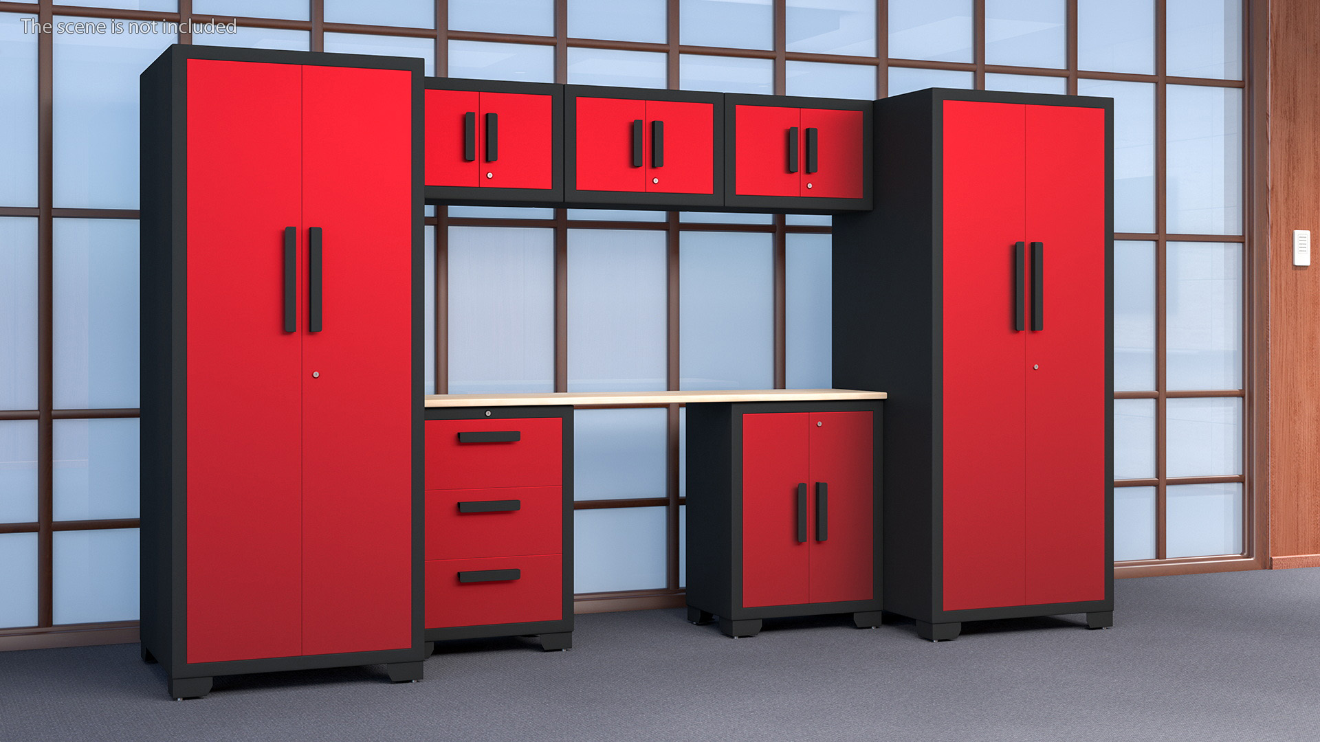 3D Garage Cabinet Red model