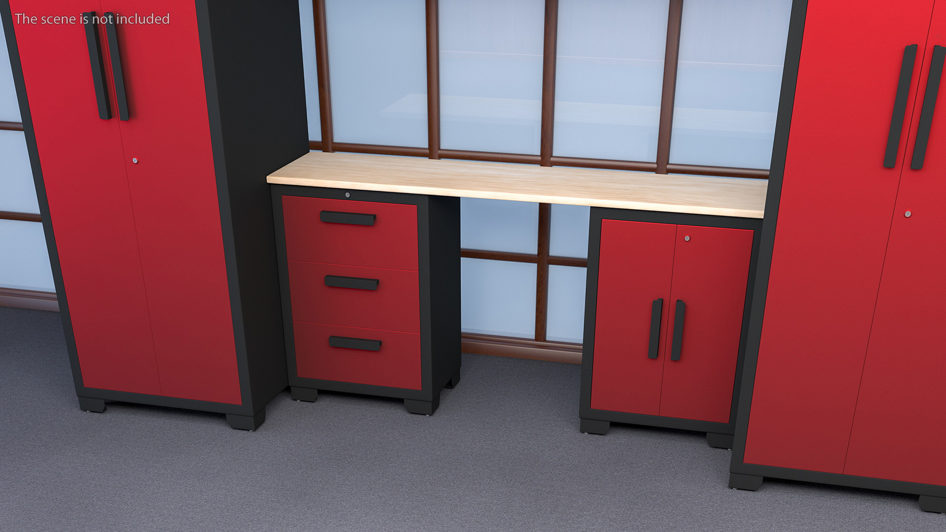 3D Garage Cabinet Red model
