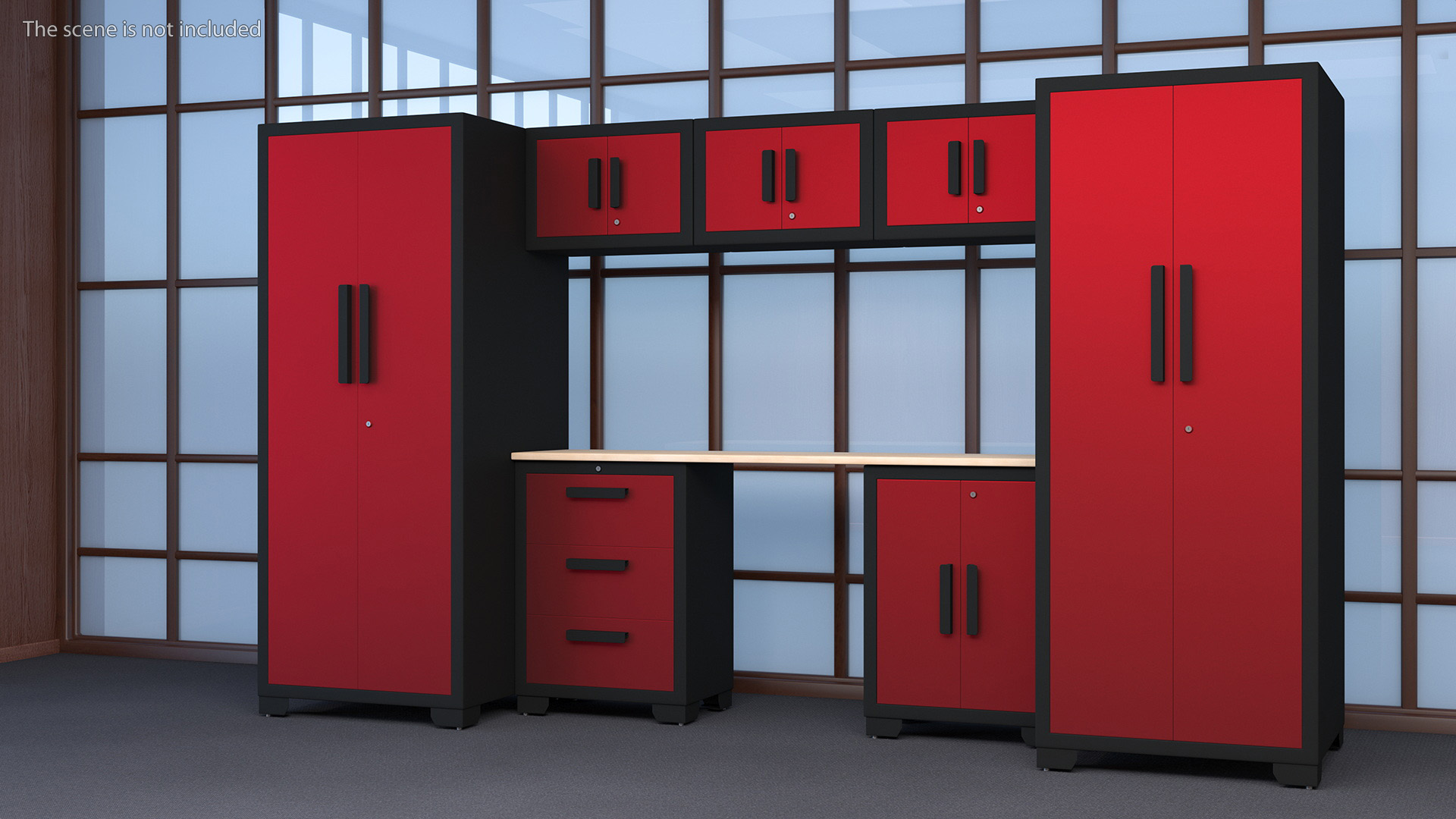 3D Garage Cabinet Red model