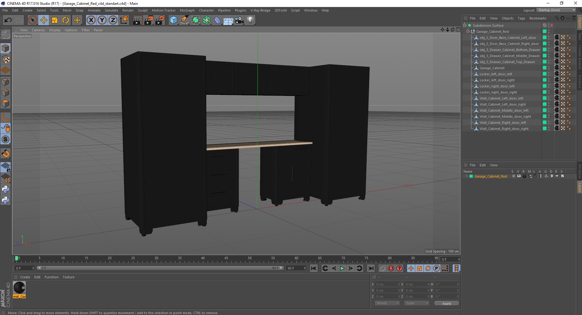 3D Garage Cabinet Red model
