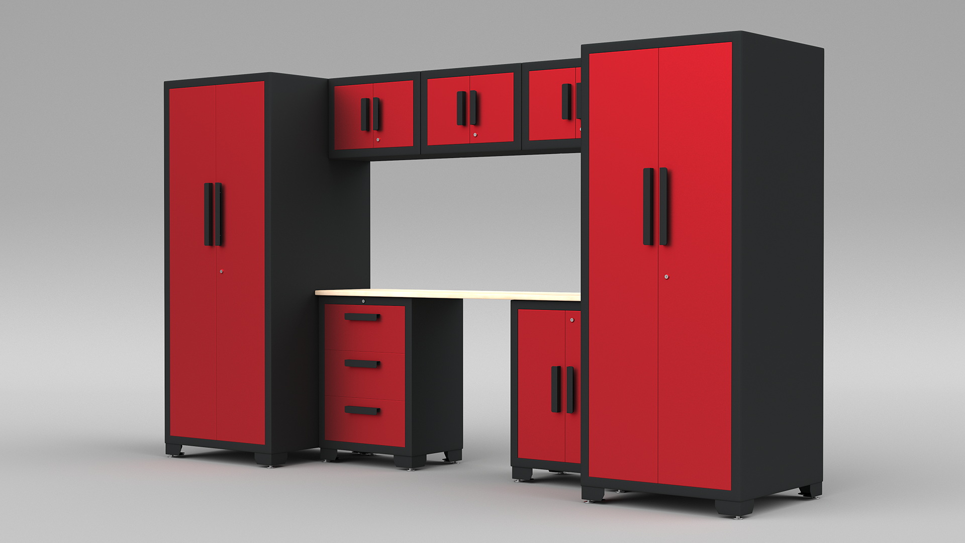 3D Garage Cabinet Red model