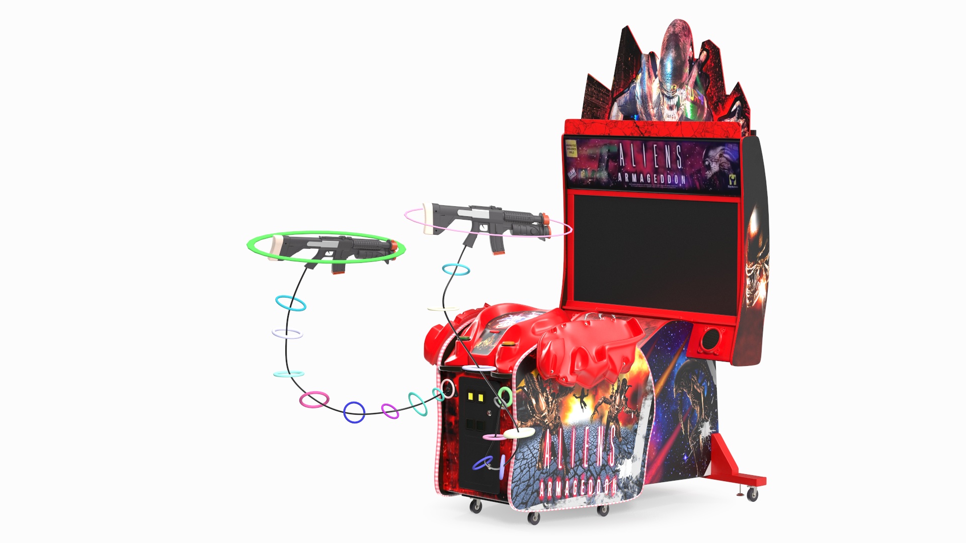 Arcade Game Machine Aliens Armageddon Off State Rigged 3D model