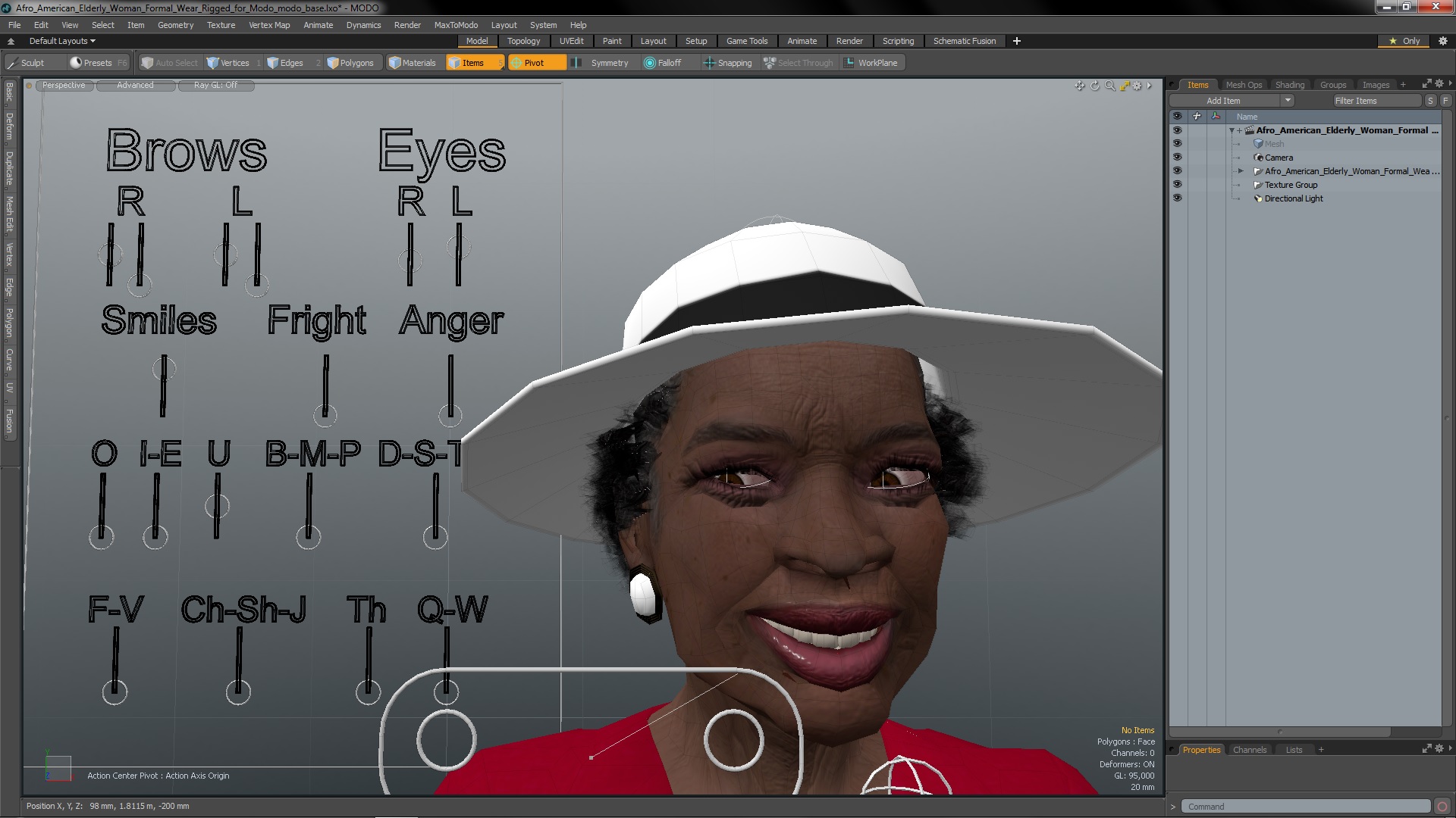 3D model Afro American Elderly Woman Formal Wear Rigged for Modo