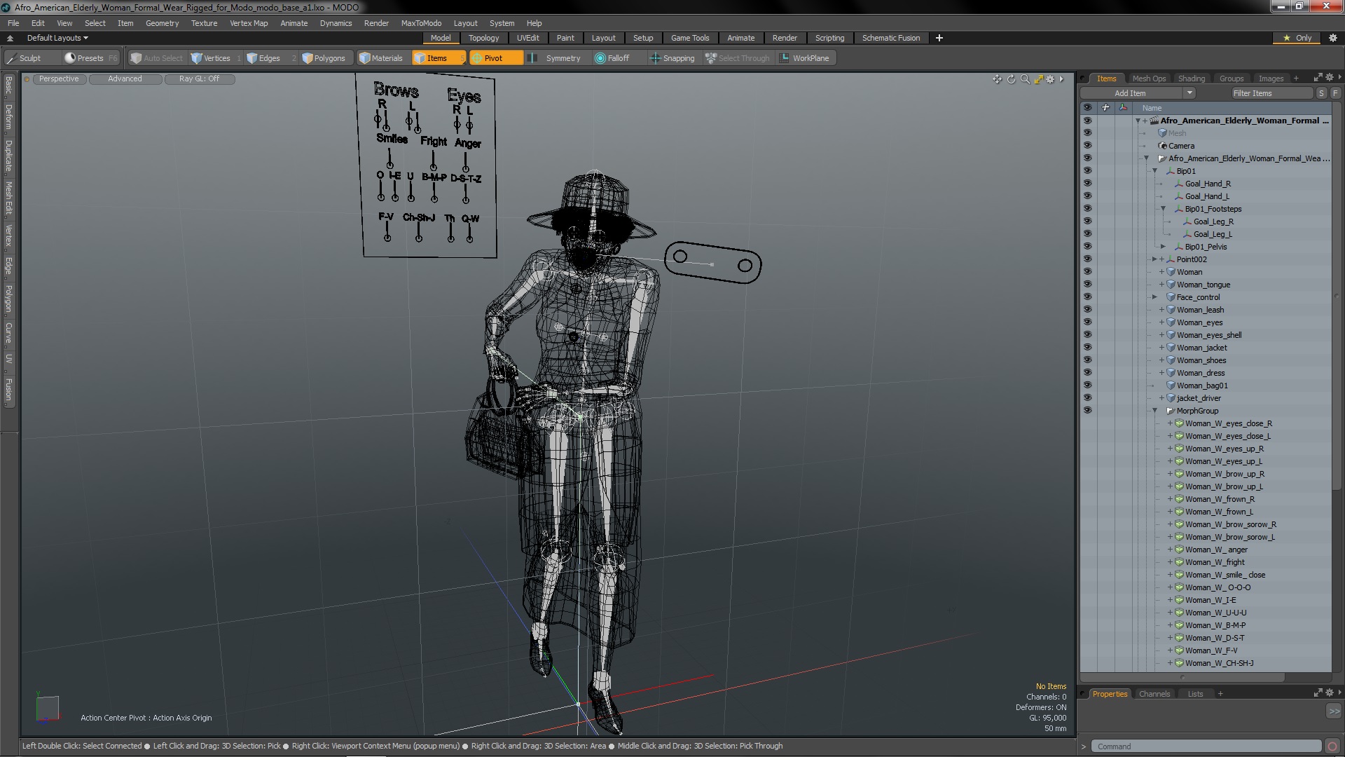 3D model Afro American Elderly Woman Formal Wear Rigged for Modo
