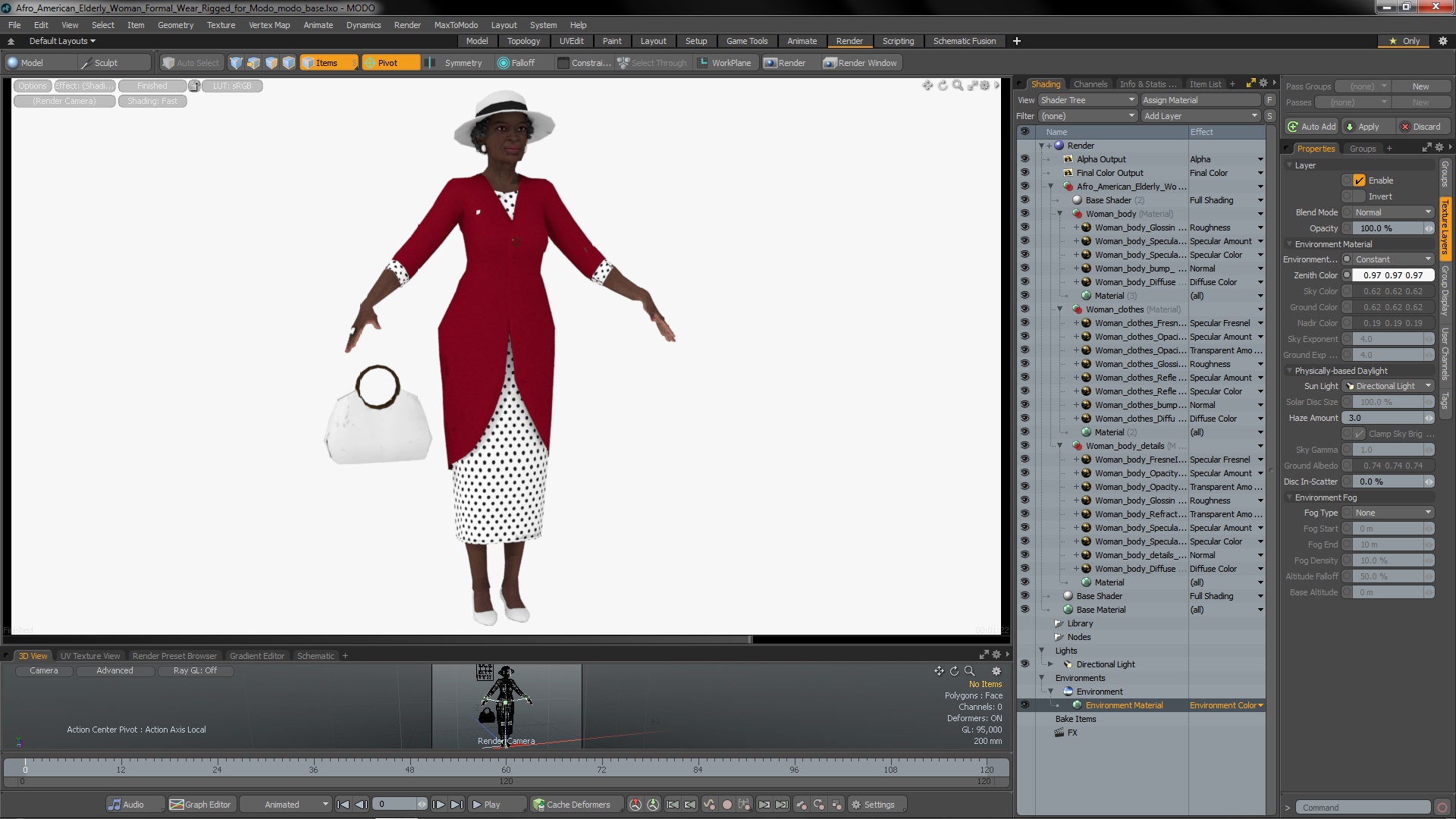 3D model Afro American Elderly Woman Formal Wear Rigged for Modo