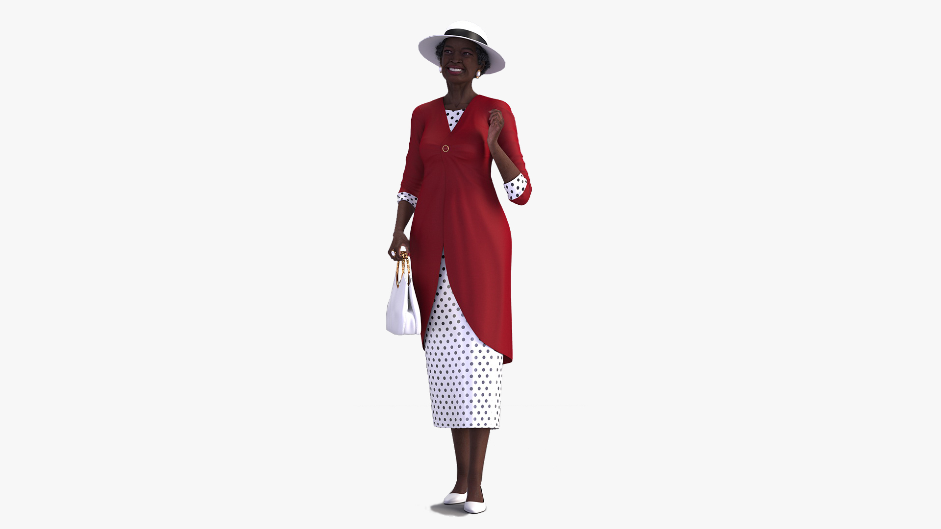 3D model Afro American Elderly Woman Formal Wear Rigged for Modo