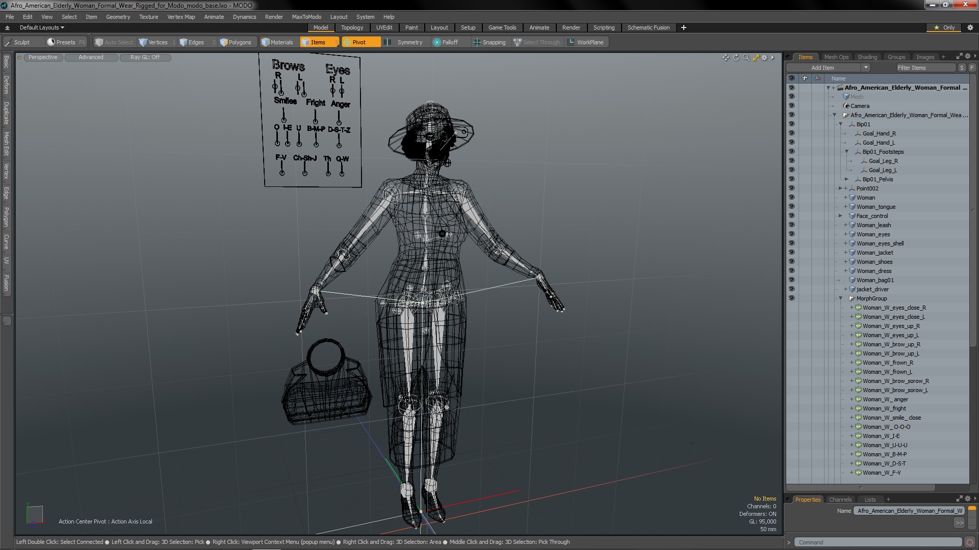 3D model Afro American Elderly Woman Formal Wear Rigged for Modo
