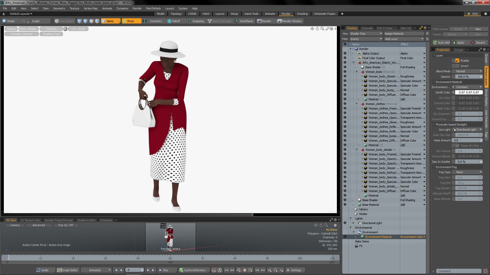 3D model Afro American Elderly Woman Formal Wear Rigged for Modo