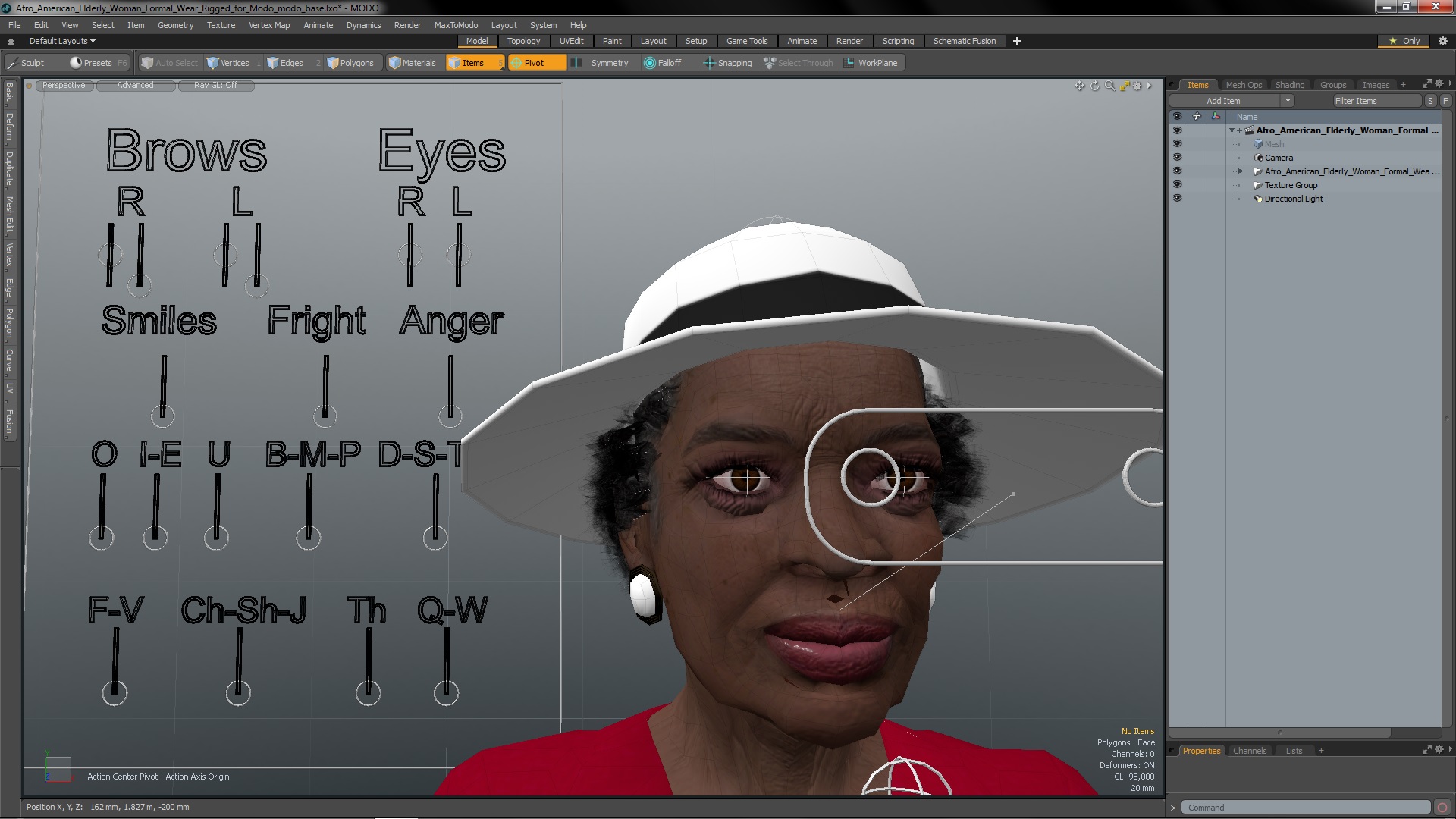 3D model Afro American Elderly Woman Formal Wear Rigged for Modo