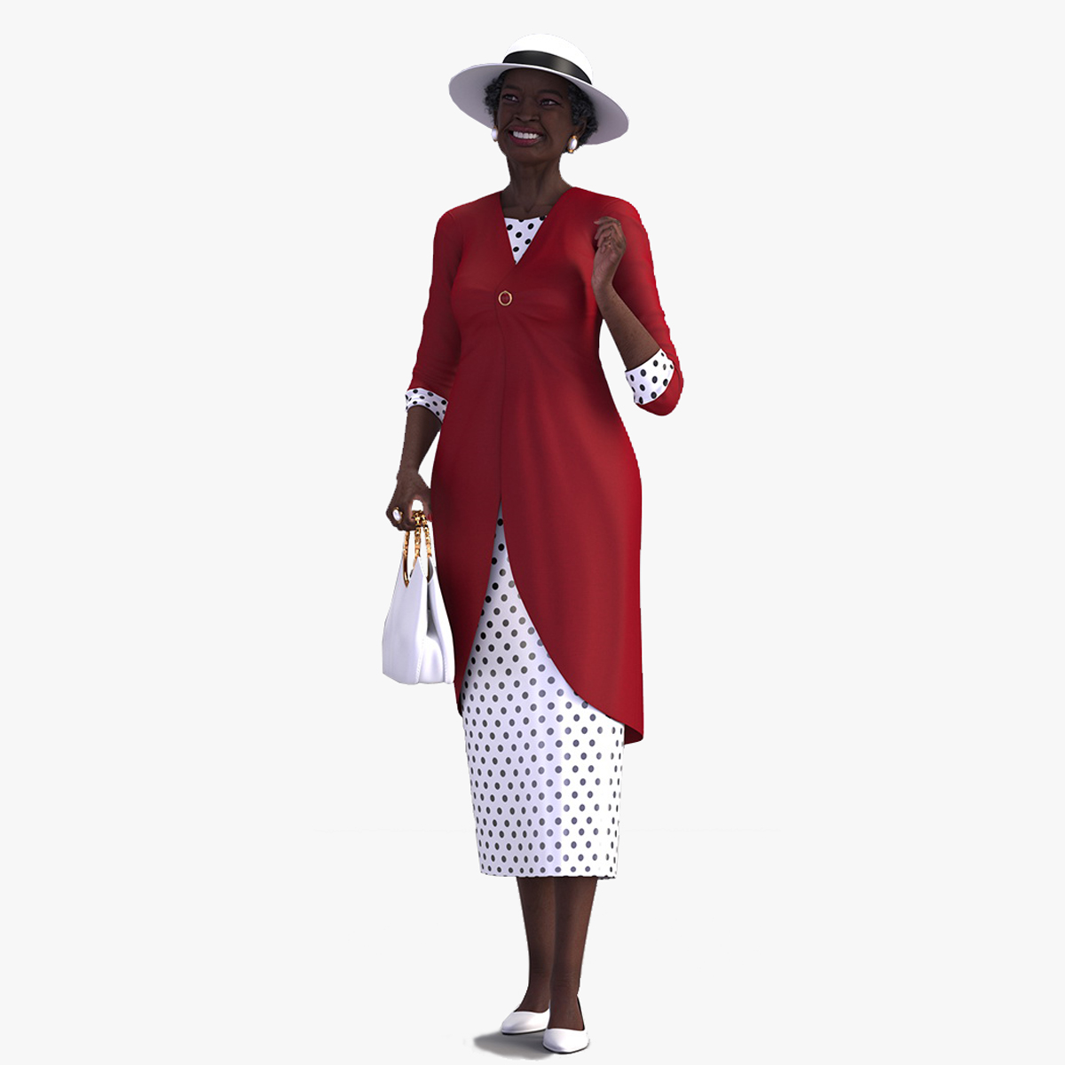 3D model Afro American Elderly Woman Formal Wear Rigged for Modo