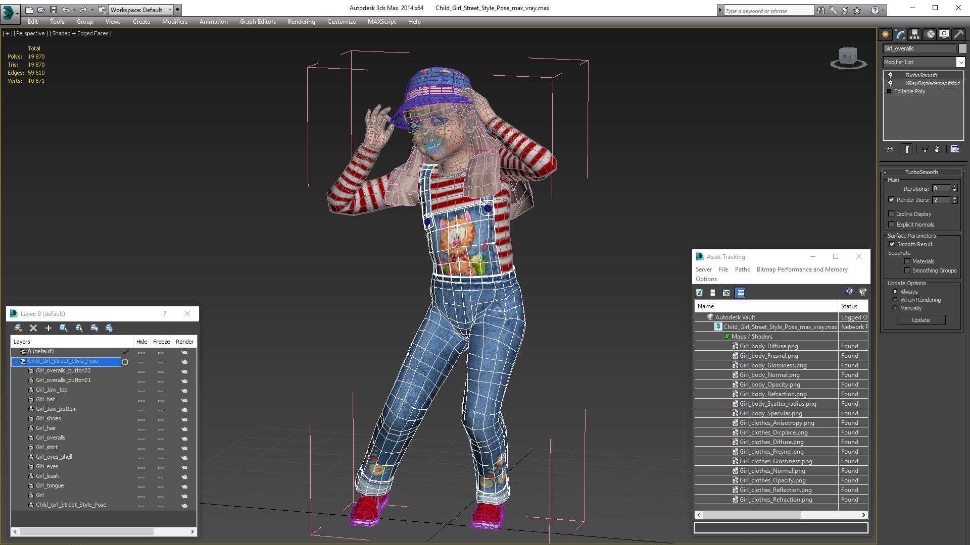 3D Child Girl Street Style Pose model