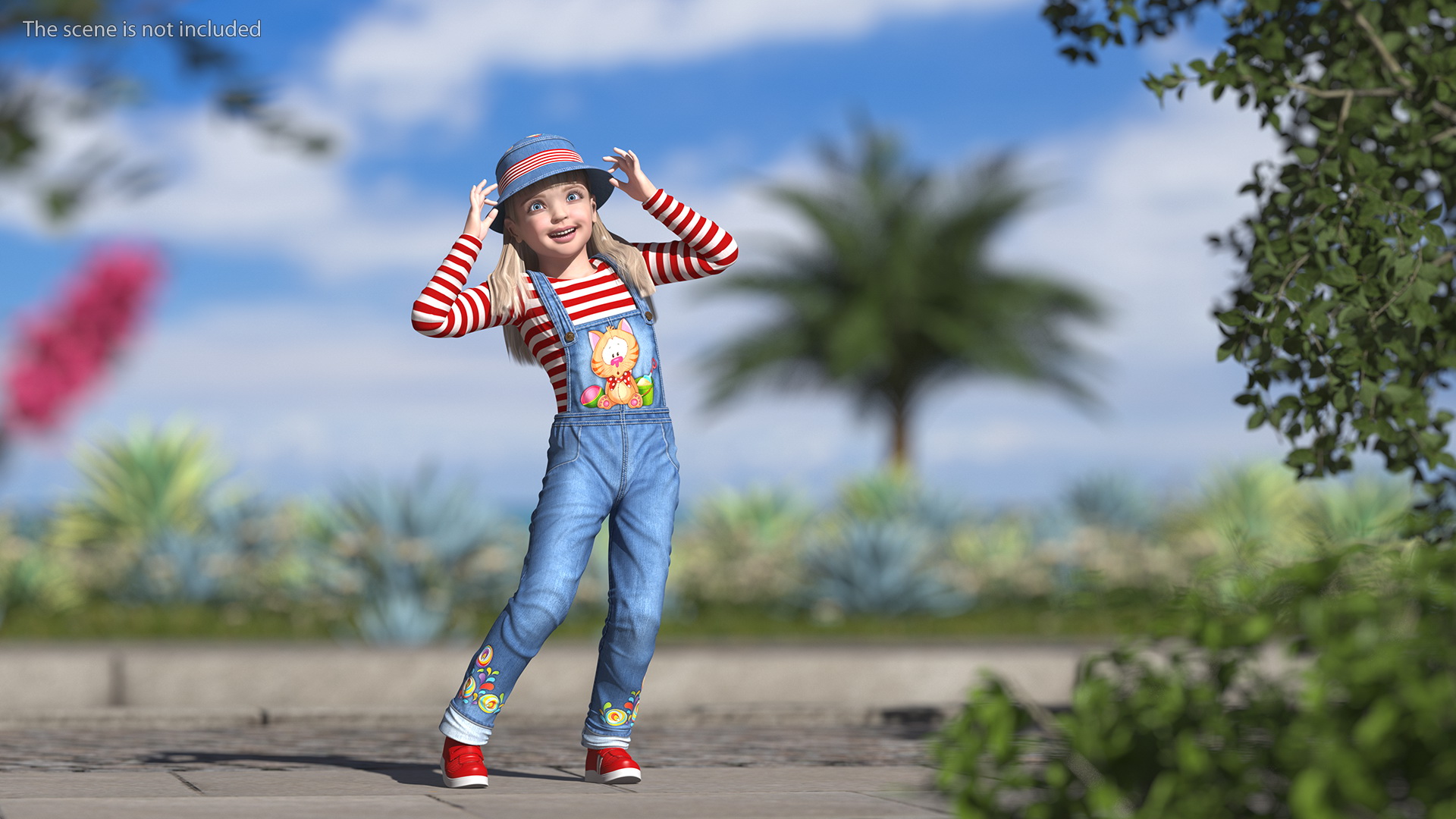3D Child Girl Street Style Pose model