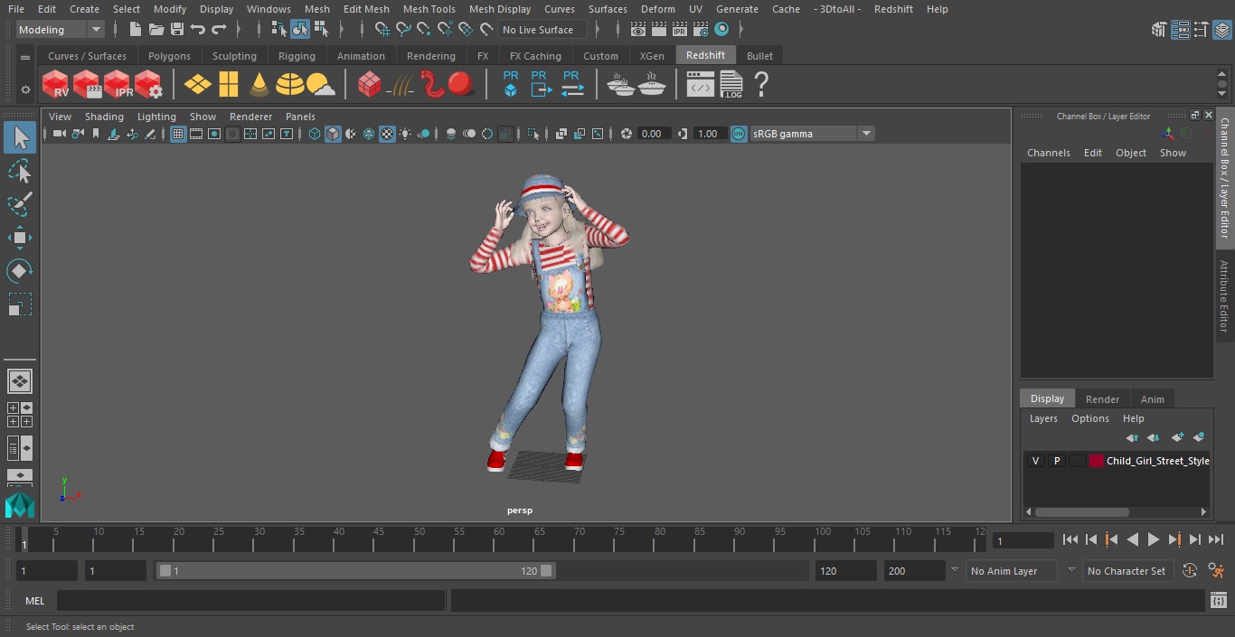 3D Child Girl Street Style Pose model