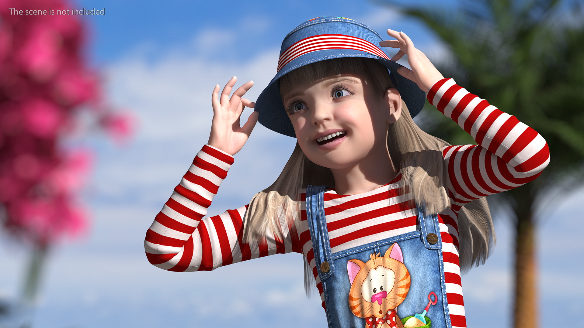 3D Child Girl Street Style Pose model