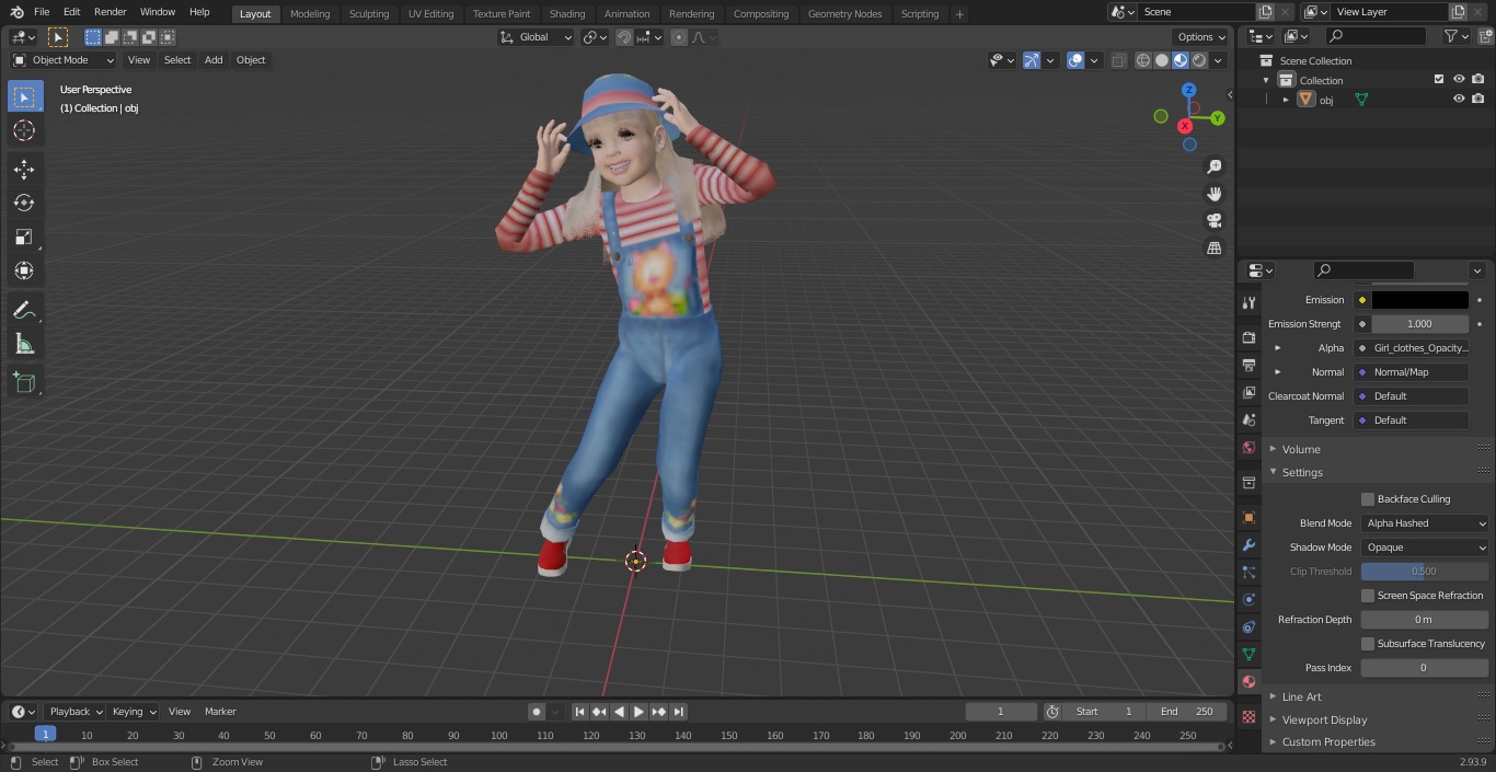 3D Child Girl Street Style Pose model