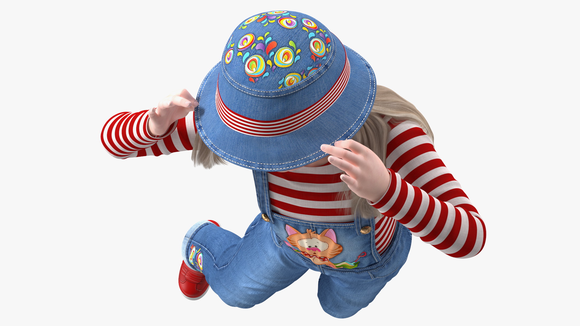 3D Child Girl Street Style Pose model