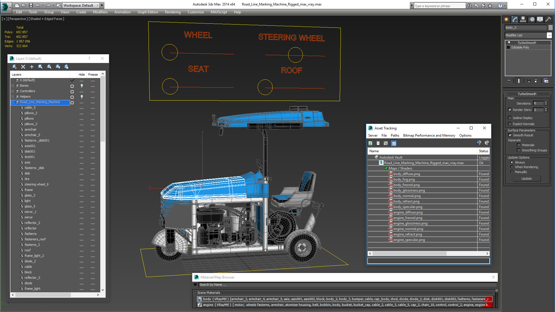 Road Line Marking Machine Rigged 3D
