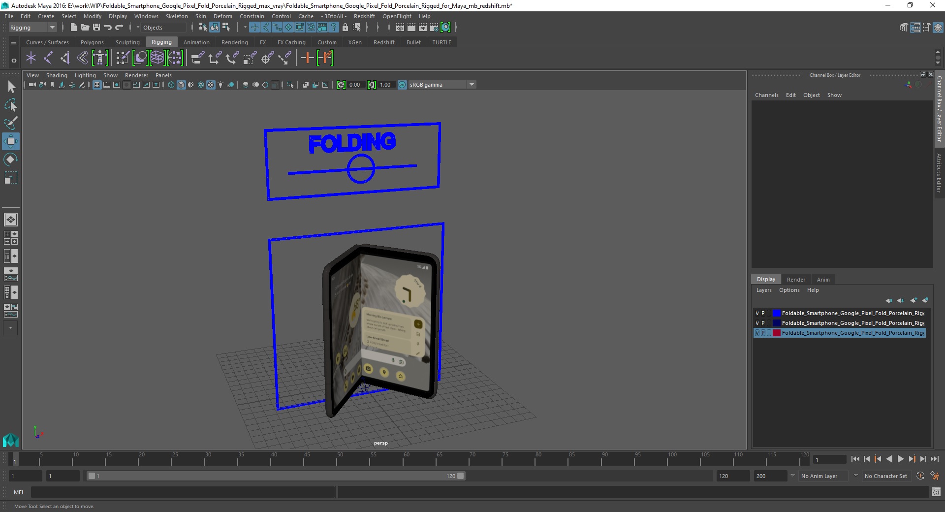 3D Foldable Smartphone Google Pixel Fold Porcelain Rigged for Maya model