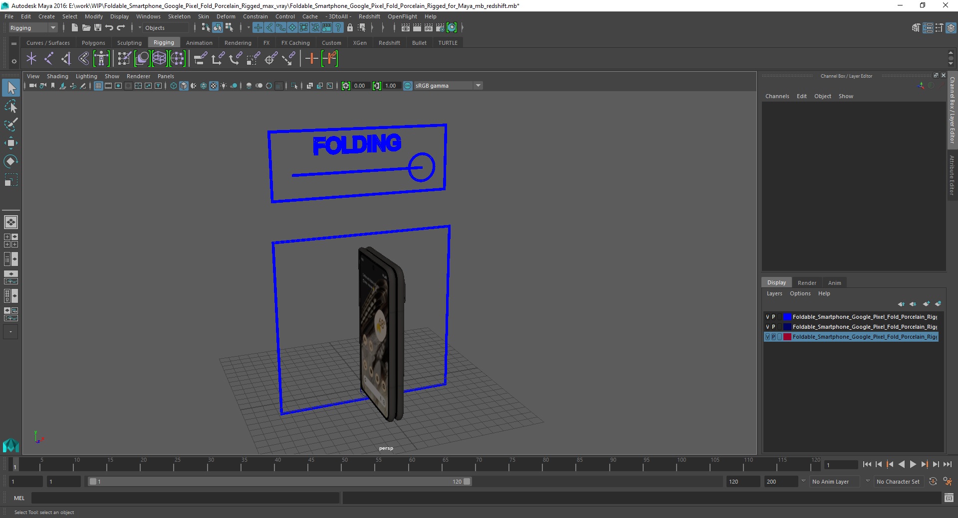 3D Foldable Smartphone Google Pixel Fold Porcelain Rigged for Maya model