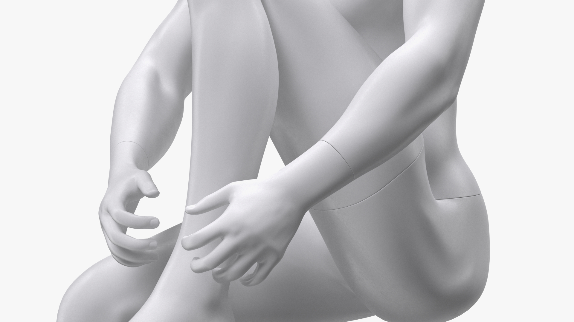 Sports Man Mannequin Sitting White 3D model