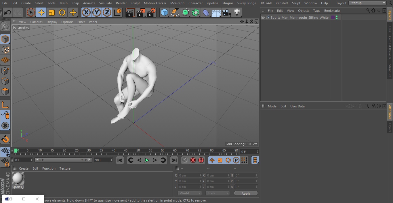 Sports Man Mannequin Sitting White 3D model