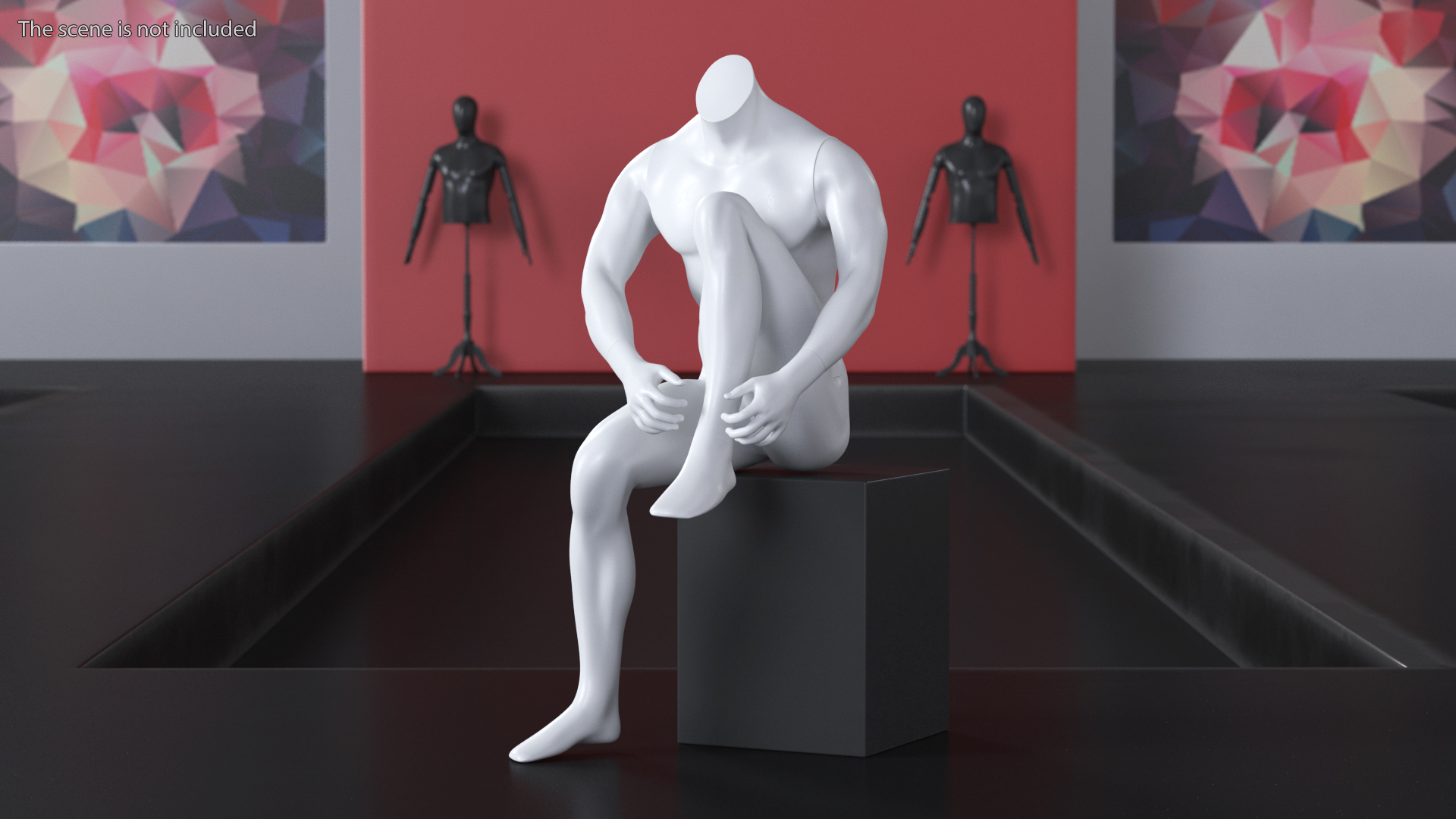 Sports Man Mannequin Sitting White 3D model