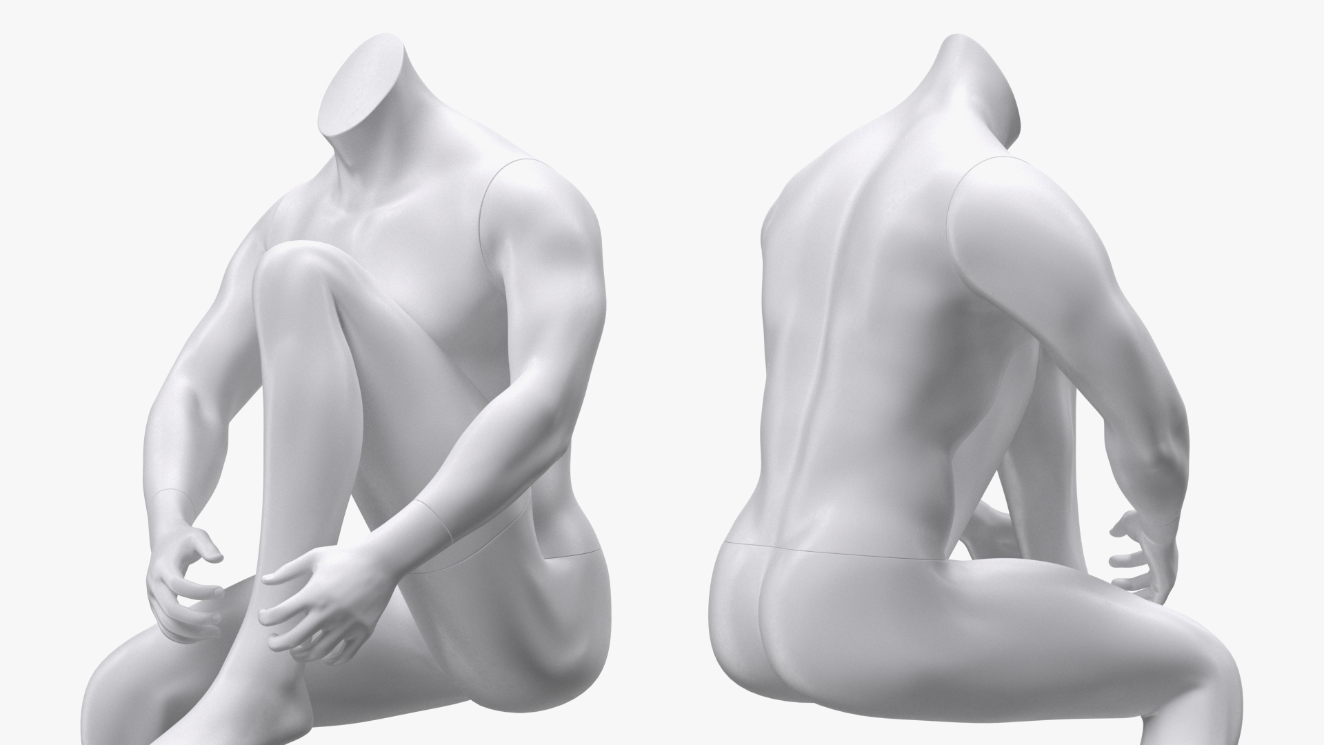 Sports Man Mannequin Sitting White 3D model