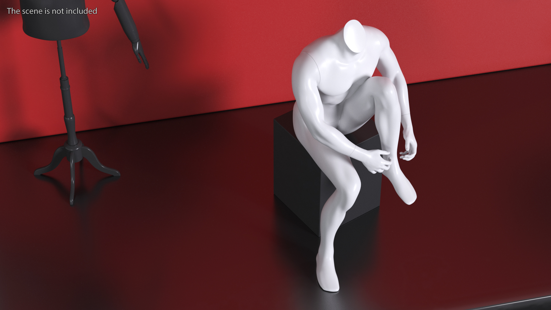 Sports Man Mannequin Sitting White 3D model